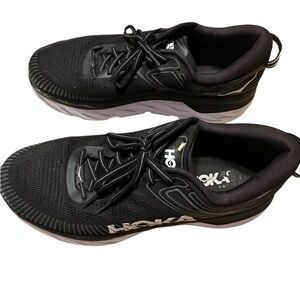 Hoka One One Bondi 7 Black and White Sneakers
